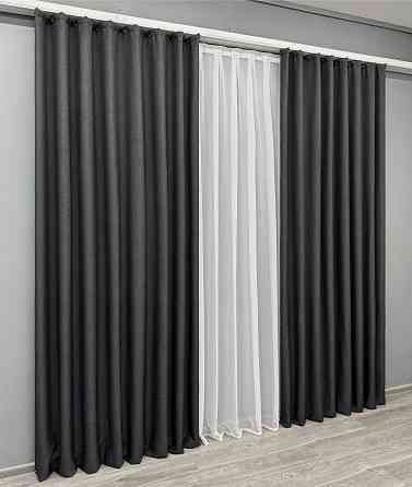 Комплект готових штор VR-Textil ALORA-TON № 1872ш Графітовий 200х290см 2 шт (32-161) Київ