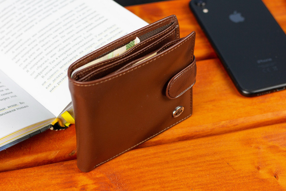 Стильное кожаное мужское портмоне ST Leather В103 Коричневый Каменское - изображение 4