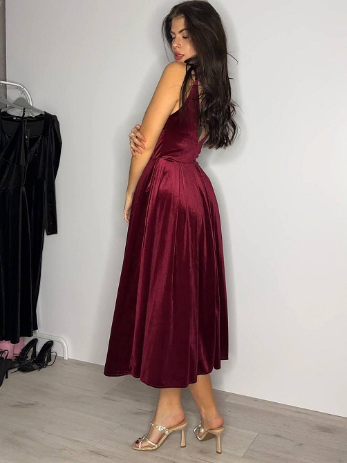 Жіноче вечірнє романтичне плаття з королівського щільного оксамиту Бордо, 44/46 Одеса - фото 5