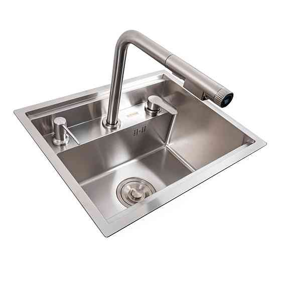 PLATINUM Кухонна мийка CM 47*38 прихована нержавійка Platinum Handmade + змішувач Киев