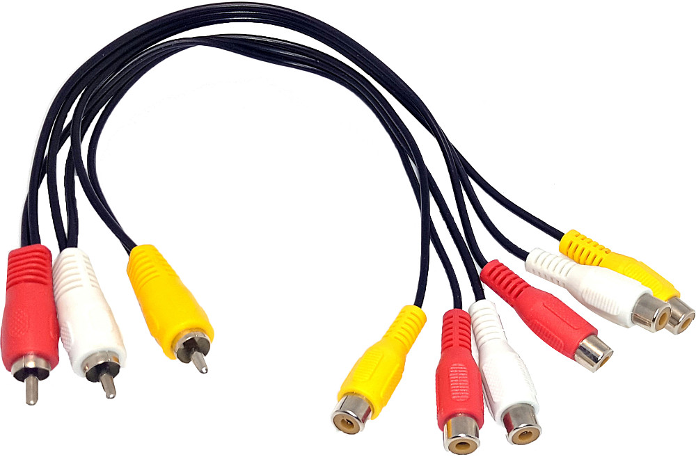 Кабель-сплітер AV 3xRCA - 6xRCA M/F, 0.3 м Винница - изображение 1