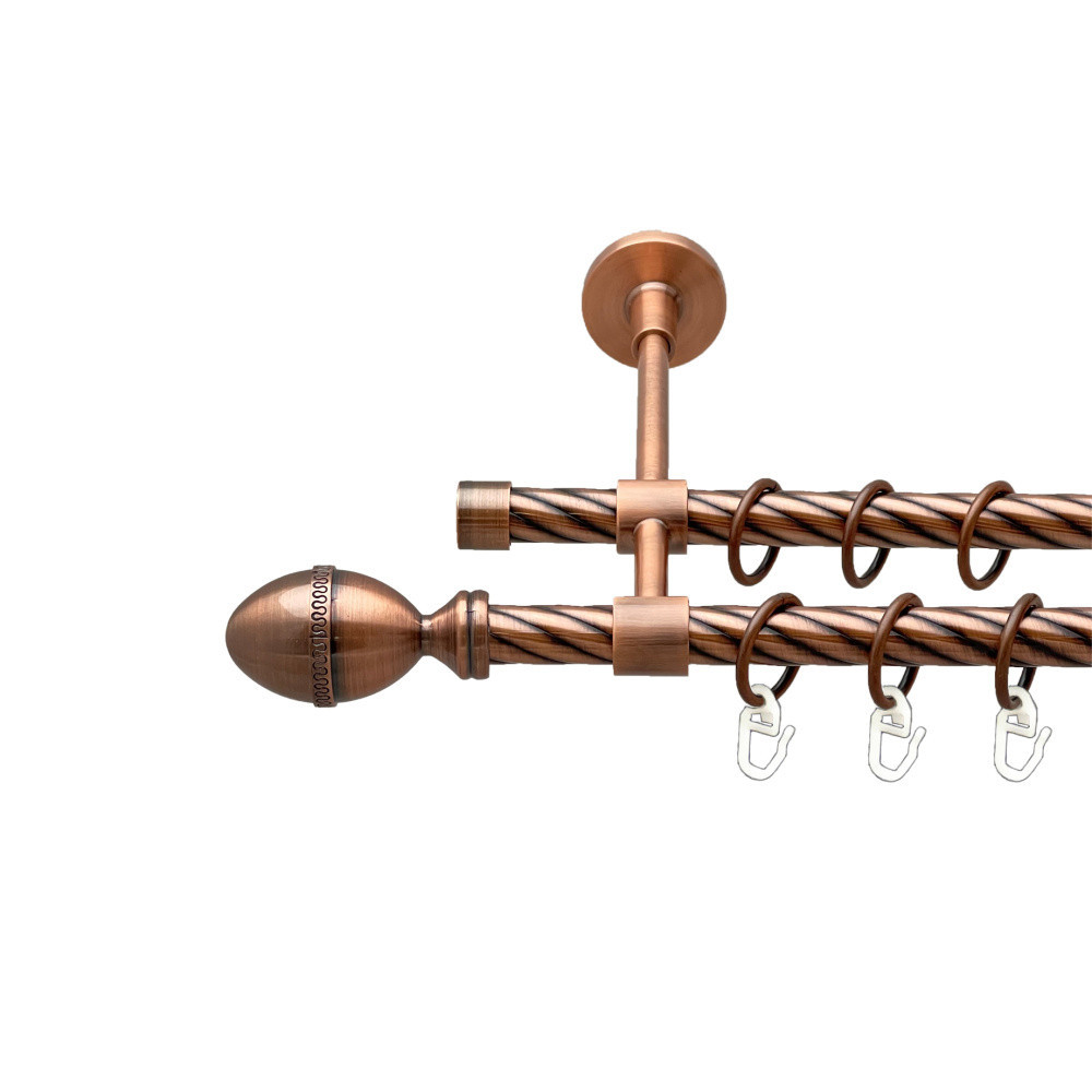 Карниз Orvit Фарже металевий дворядний закритий скручена труба кільце металеве Мідь 16\16 мм 160 см Львов - изображение 1