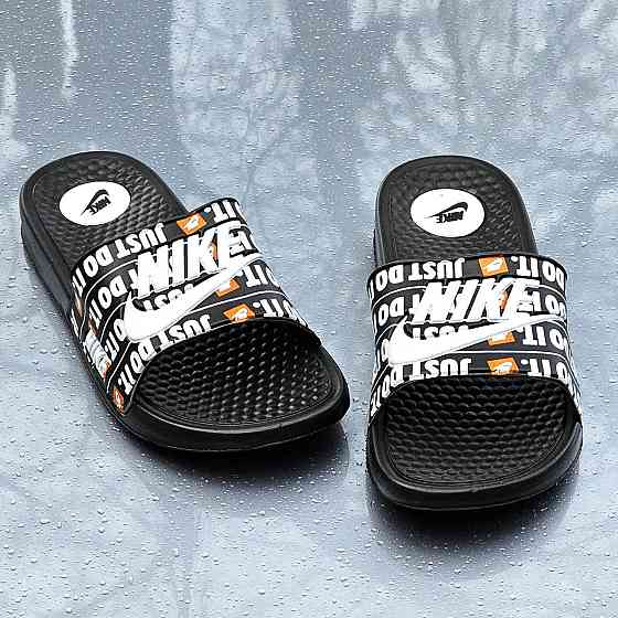 Чорні чоловічі Шльопанці Nike Сланці Білі капці Найк (розміри: 40,41,42,43,44) Дніпро