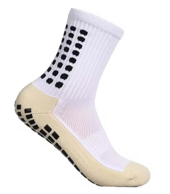Антиковзкі футбольні шкарпетки з силіконовими вставками — для футболу, волейболу, бігу, баскетболу та тренувань (білі) Николаев - изображение 1