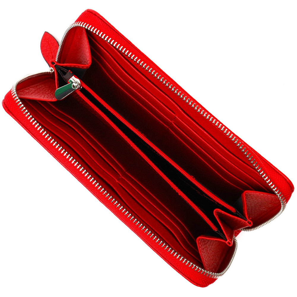 Яскраве жіноче портмоне на блискавці з натуральної шкіри Tony Bellucci 21972 Червоний Київ - фото 4
