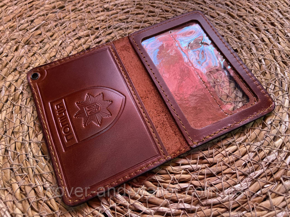 Шкіряна обкладинка на посвідчення НПУ (Національна поліція України) Київ - фото 2