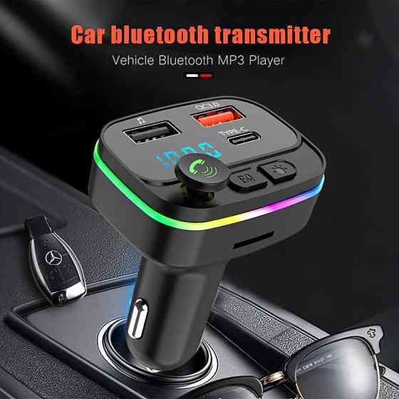FM Трансмітер BT-FM01 Чорний Bluetooth 5.0 Hands-Free 2xUSB (QC3.0) Type-C PD30W TF/USB MP3 RGB Авто модулятор Київ