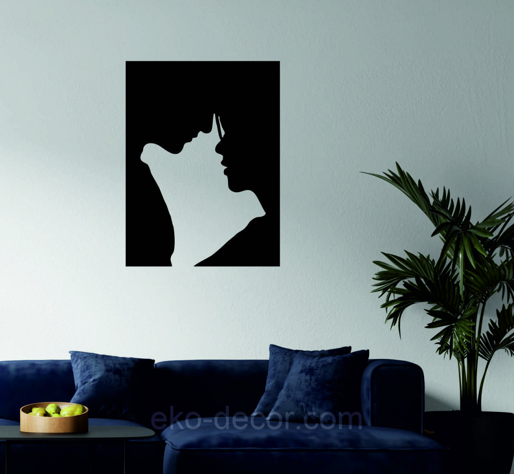 Декоративне настінне 3D Панно «Силует пари», Декор на стіну з об'ємом 70*52 см, Чорний Київ - фото 2