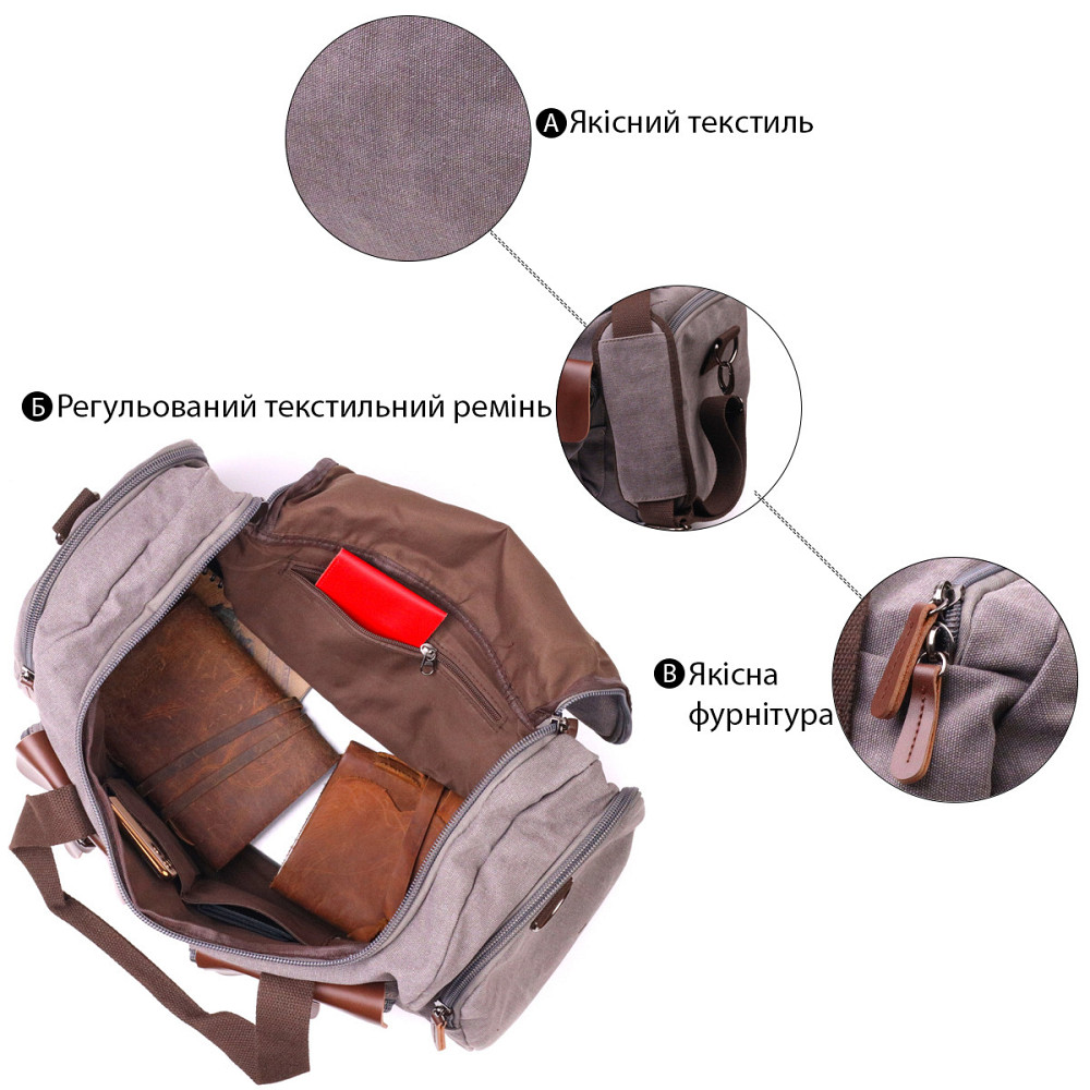 Містка дорожня сумка з якісного текстилю (Vintage) Київ - фото 8