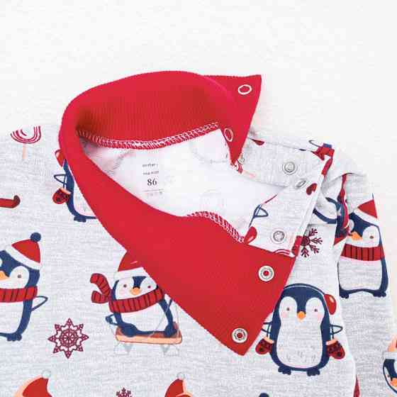 Новорічний теплий боді-гольф для малюків Christmas Penguin зріст 98 см (2 - 3 роки) Malena Сірий з принтом Кривий Ріг