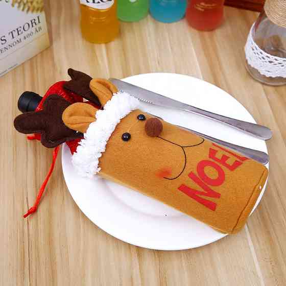 Новогодний чехол на бутылку Олень 25 на 13 см разноцветный Киев