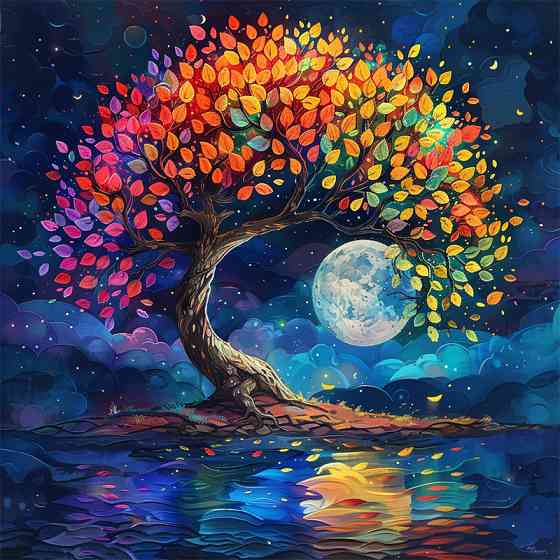 Алмазна мозаїка "Барвисте дерево" BH020 неповна викладка 25х25 см Вінниця