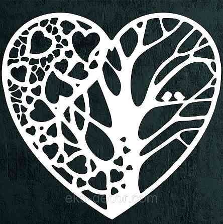 Декоративное настенное Панно «Дерево сердце» Декор на стену 70*65 см, Белый Киев