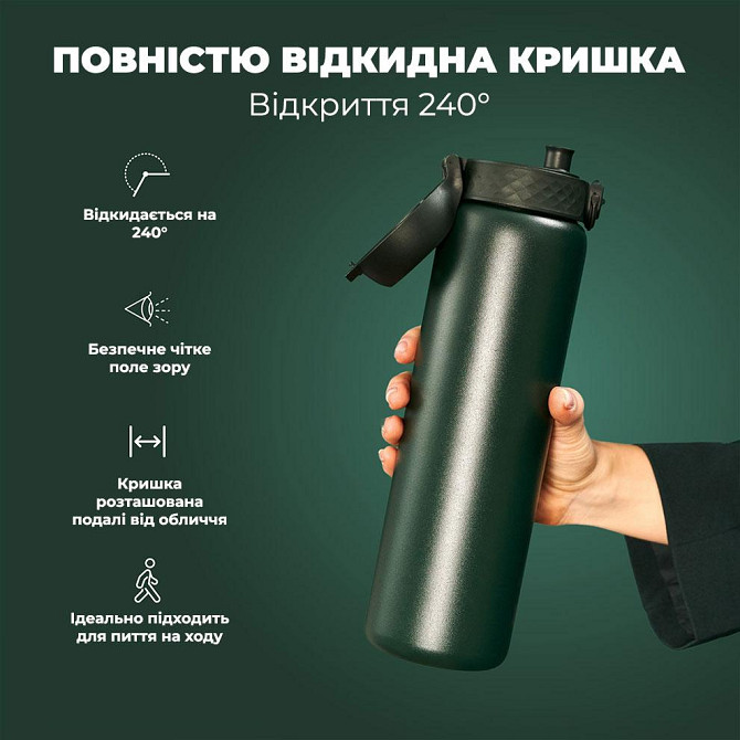 Термопляшка для води сталева спортивна Пляшка для тренувань Фітнес пляшка для води Термопляшка для води ION8 920 мл Київ - фото 3