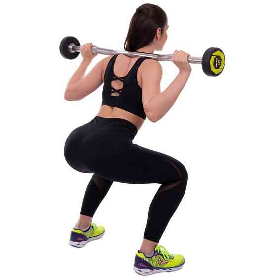 Штанга фиксированная изогнутая полиуретановая Zelart 2690-10 длина 102 см 10 кг Киев