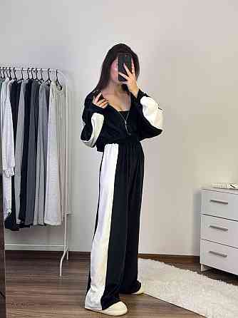 Жіночий прогулянковий костюм-двійка: кофта та штани велюр Чорний, 42/44 Одеса