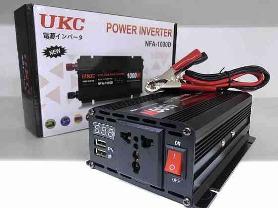 Інвертор для автомобільних акумуляторів UKC 12 V 220 V 1000 W Перетворювач напруги, Чиста синусоїда Одеса