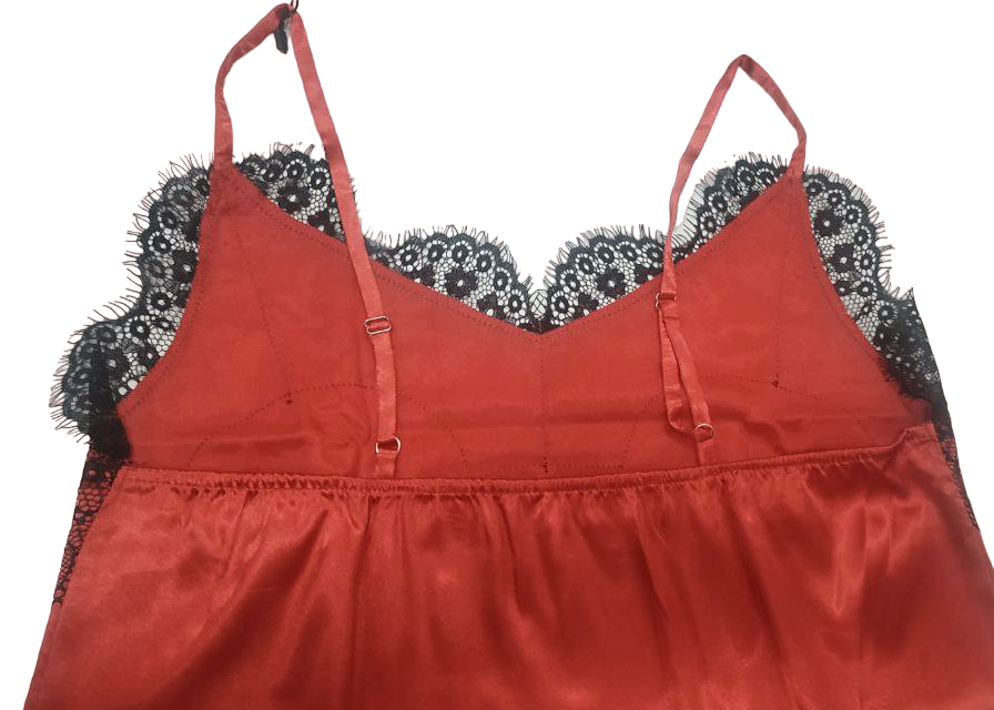 Піжама жіноча атласна з мереживом майка + шорти Червоний XL/2XL Харків - фото 7