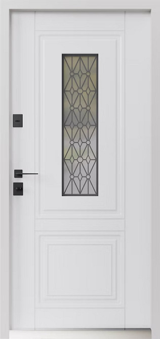 Двері вхідні SARMAK Люкс термо Геліос дерев'яна панель ArWood RAL 7016 / ПВХ біле дерево 860x2040 мм ліві Київ - фото 2