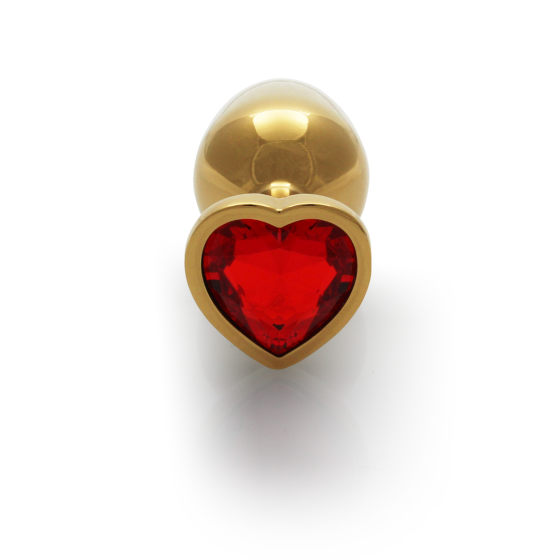 Анальна пробка - Ouch! Metal Butt Plug Small Gold/Ruby Red Sex Aura Київ