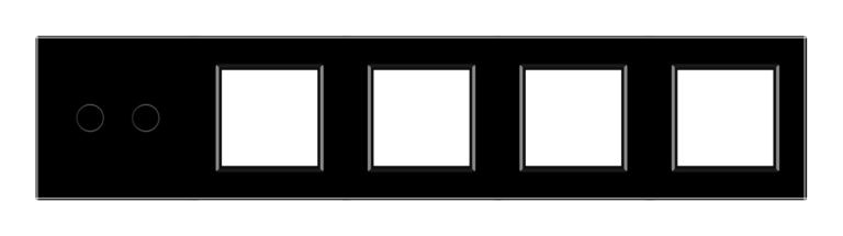 Рамка 5-постова для одного 2-сенсорного вимикача і чотирьох розеток (2-0-0-0-0) LIVOLO, загартоване скло, чорна, 365×80 мм (VL-P702/E/E/E/E-10B) Коломыя - изображение 4