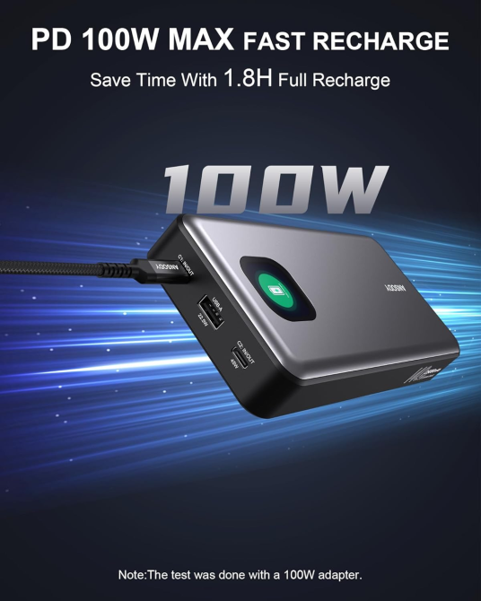 Power Bank Ansody 140W 25000mAh PD 3.1: Швидка зарядка для MacBook, iPhone 16/17 та Steam Deck, Smart-дисплей, Сріблястий Уцінка Київ - фото 8