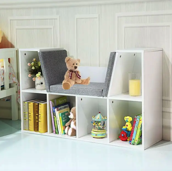 Шафа органайзер Costway Kinder з подушкою для сидіння дитячий комод для іграшок і речей Київ