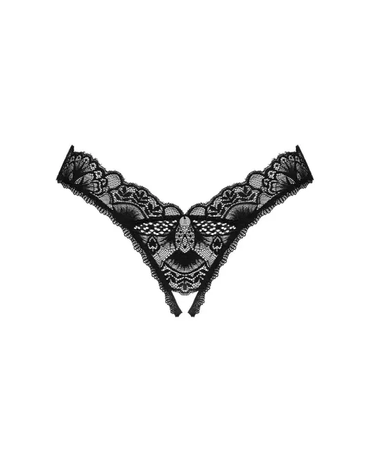 Мереживні стрінги Obsessive Donna Dream crotchless thong M/L Black, відкритий доступ Львов - изображение 3