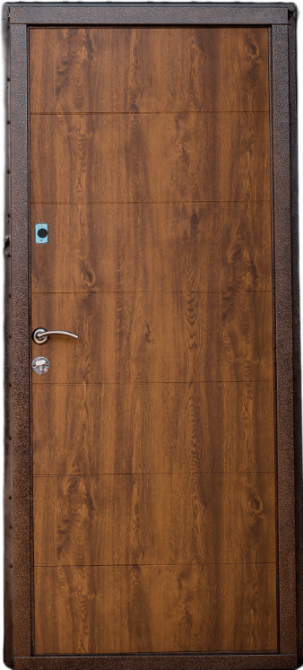 Двері вхідні Наші двері ОПТІМА Б-308 Мідь антик / ПВХ Дуб золотий  860х1900 мм Київ - фото 2