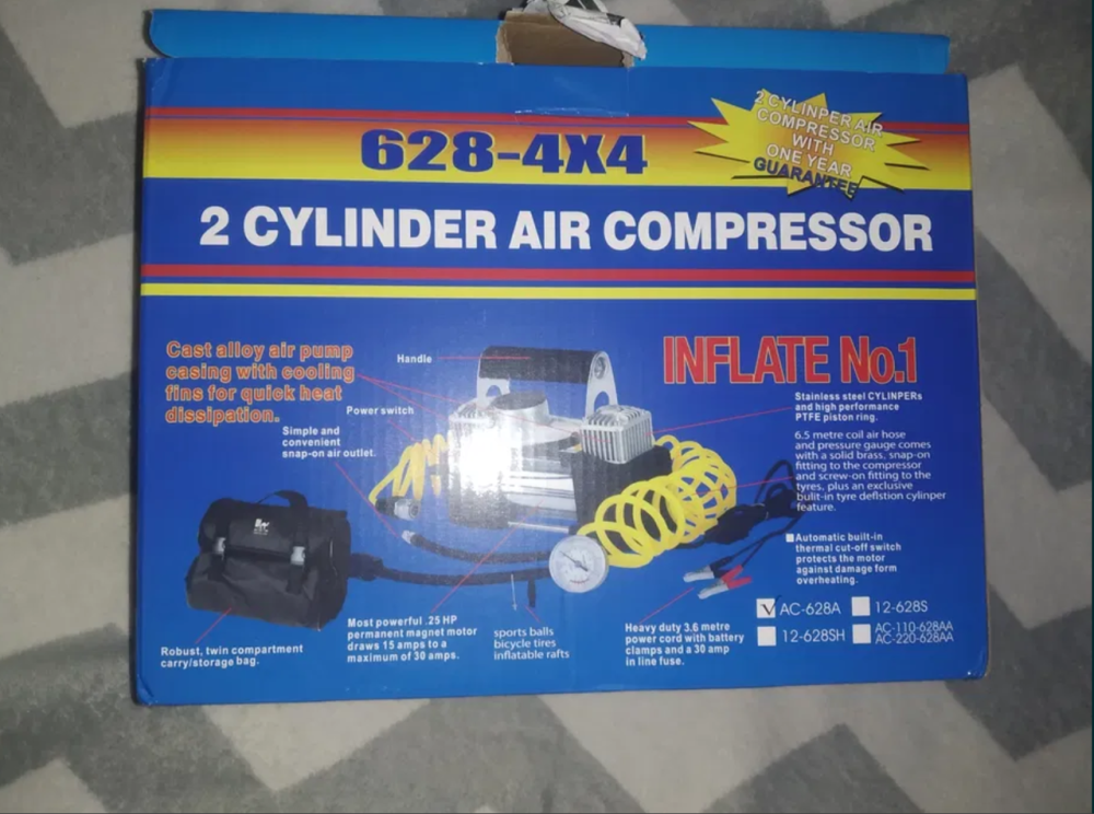 Автомобільний компресор AC-628A 12V у кейсі для накачування шин з манометром та насадками Одеса - фото 3