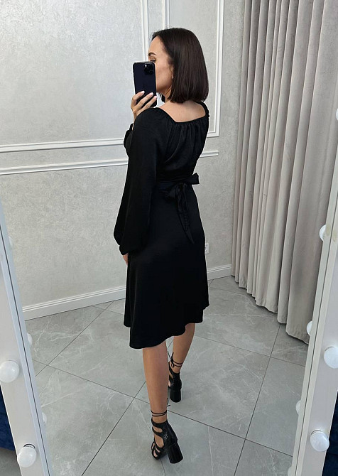 Жіноче святкове плаття з розрізом турецький жатий шовк Чорний, 52/54 Одеса - фото 2