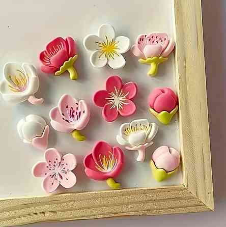 Магниты на холодильник цветы 15 шт декоративные розовые магниты набор Киев