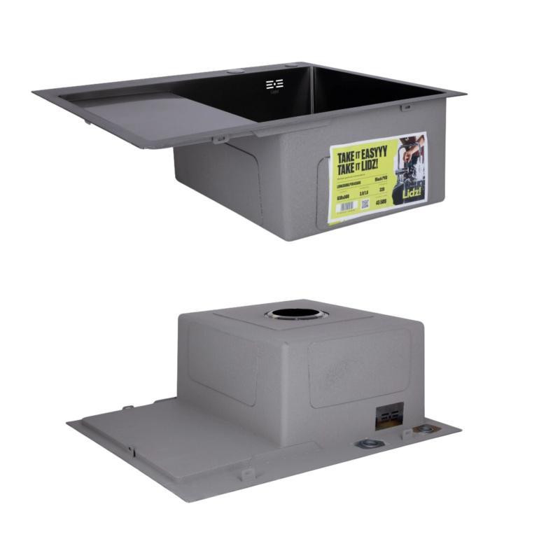 Комплект Lidz Handmade H6350BL Мойка для кухни интегрированная крыло слева BlackPVD в комплекте с дозатором + Киев - изображение 4