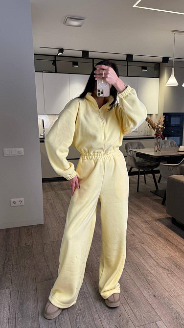 Жіночий повсякденний теплий комбінезон із флісу Лимонний Одеса - фото 4