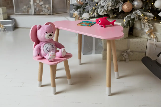Дитячий столик Хмара (Рожевий) та стільчик Метелик (Рожевий) Вінниця