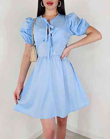 Женское романтичное мини платье-котон Голубой, 42/44 Одесса