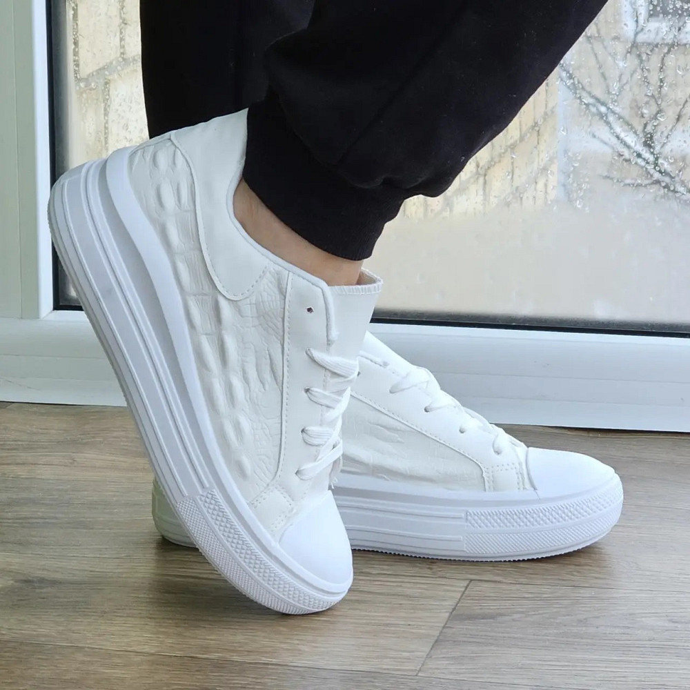 Жіночі Кросівки Кеди на Танкетці Білі Сліпони Мокасини на Платформі (розміри: 36,37,38,39,40,41) - 70-1 Дніпро - фото 9