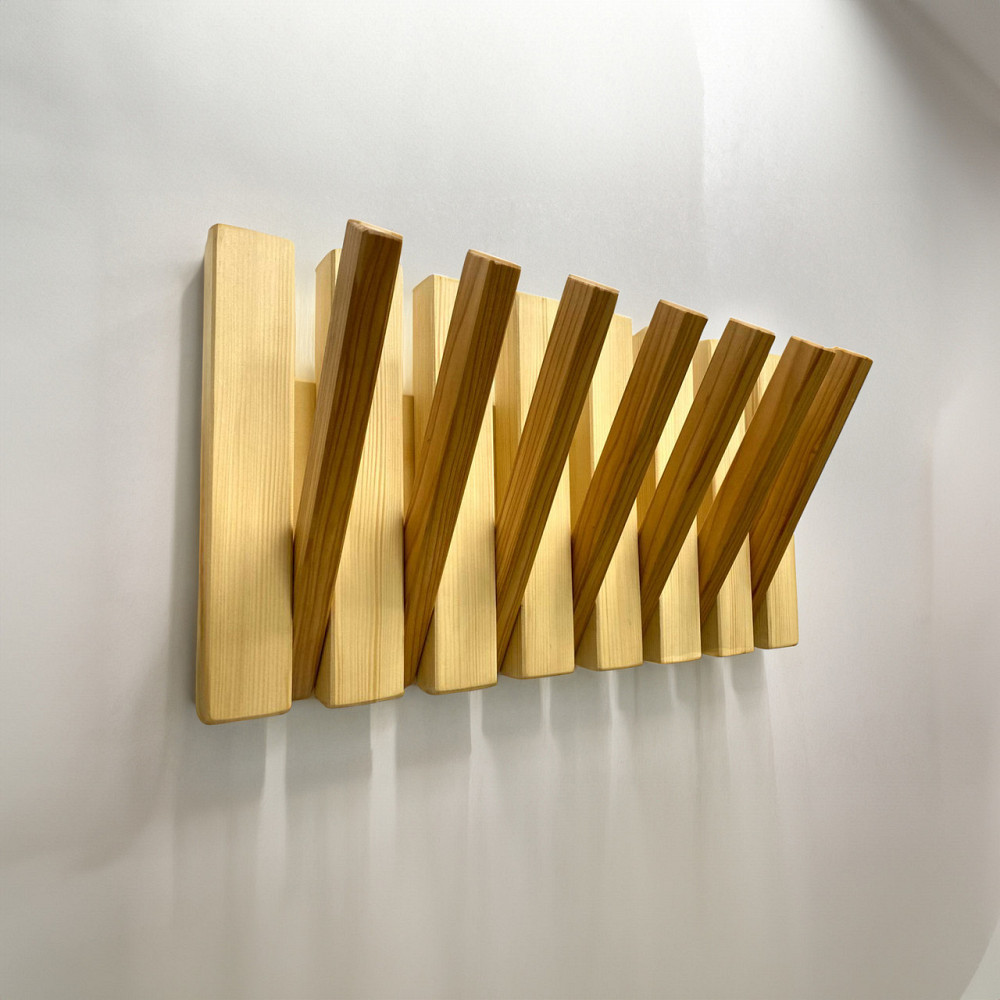 Вешалка настенная складная портативная из дерева ели и модрины на 7 крючков, сделано в Украине Каменец-Подольский - изображение 4