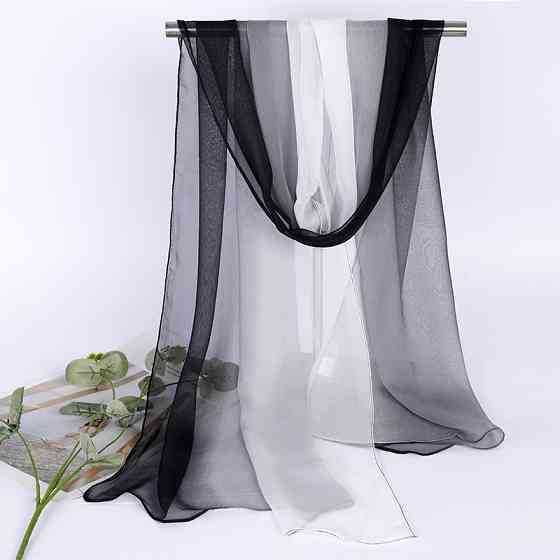 Женский шарф шифоновый 150 на 50 см черно-белый Киев