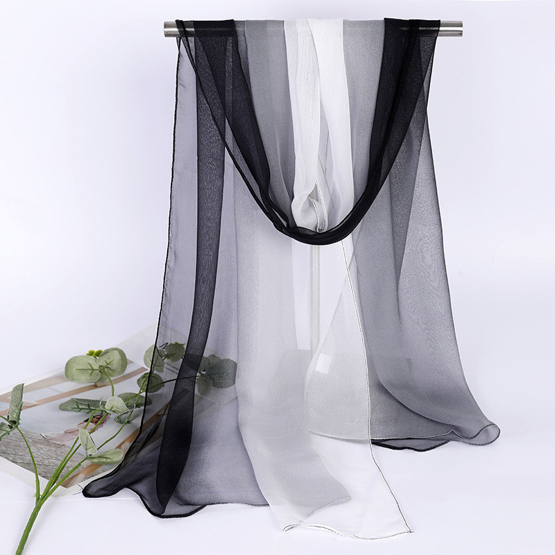 Женский шарф шифоновый 150 на 50 см черно-белый Киев - изображение 3