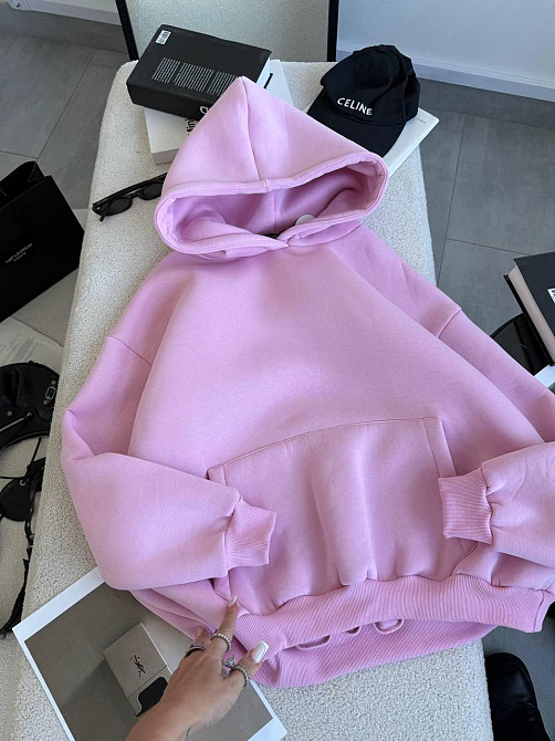 Женская утепленная оверсайз худи трехнить на флисе Одесса - изображение 4