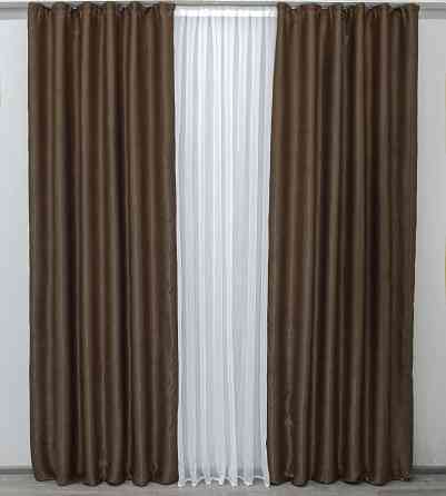 Комплект готовых штор VR-Textil Софт № 094ш Темно-коричневый 100х270 см 2шт (31-110) Киев