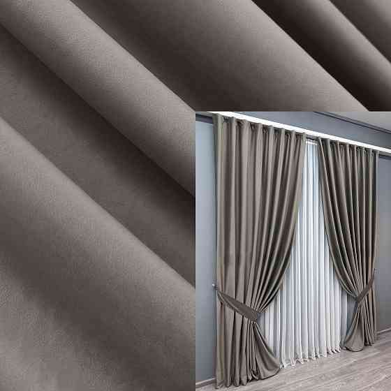 Комплект готових штор VR-Textil Оксамит (бархат) № 1553ш Сірий 140х295 см 2 шт (39-0064) Київ