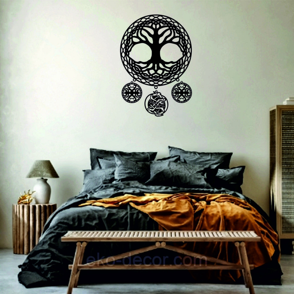 Декоративное настенное Панно «Ловец снов» Декор на стену 90*120 см, Черный Киев - изображение 1