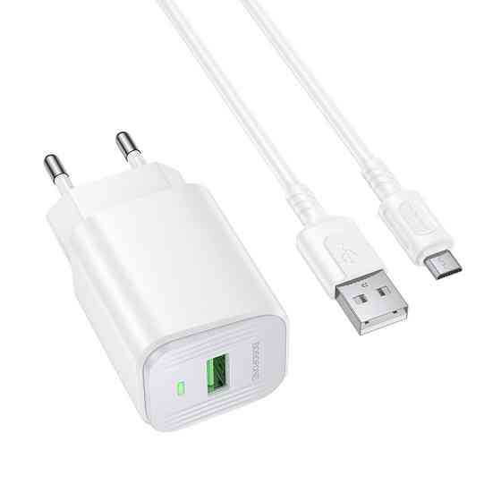 Мережевий зарядний пристрій з кабелем BOROFONE BAS82A Star single port QC3.0 charger set (Micro) (EU) White Одеса