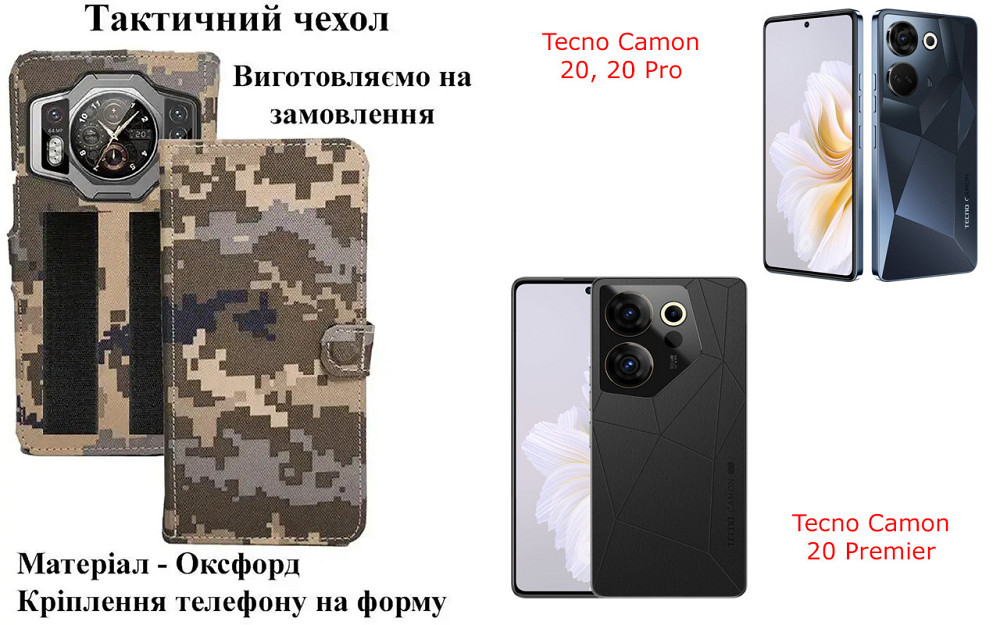 Тактический чехол для realme 13 5G, realme 13 Pro+, realme 13 Pro 5G, крепится к снаряжению на липучке Киев - изображение 1