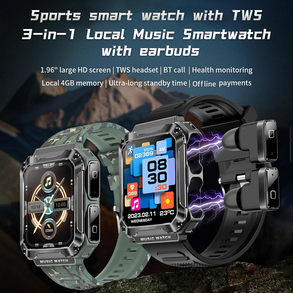 Смарт годинник Irfora T93 з навушниками 3 в 1 Луцьк - фото 3