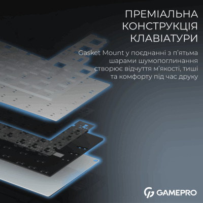 Клавиатура GamePro Asgard Valhalla Pro MK160B-D-Pro Rainy Switch Wireless/Bluetooth/USB UA Black (MK160B-D-Pro) Винница - изображение 11