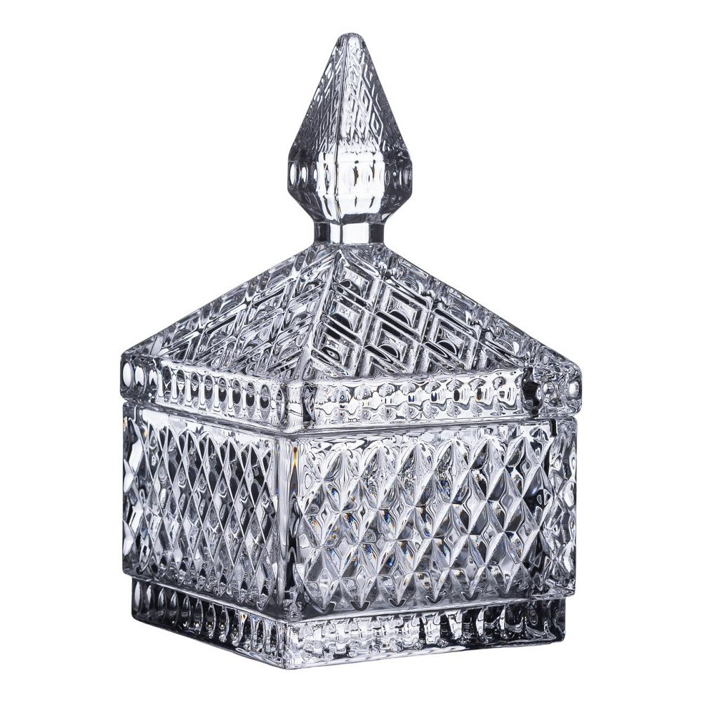 Yiwu Цукерниця скляна з кришкою 8.5х8.5х15 см квадратна HP-YH-41 Київ - фото 1