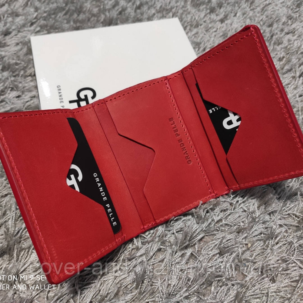 Женский красный кошелек из винтажной кожи маленького размера Grande Pelle Киев - изображение 2